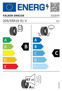 Efficiency label - FALKEN SN832B, SINCERA SN832B 205/55R16